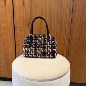 Tori Burch Tweed Handbag with Black Handles